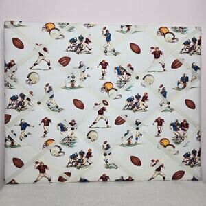Football Themed Fabric French Memo Board Handmade In VT 16x20in NWOT